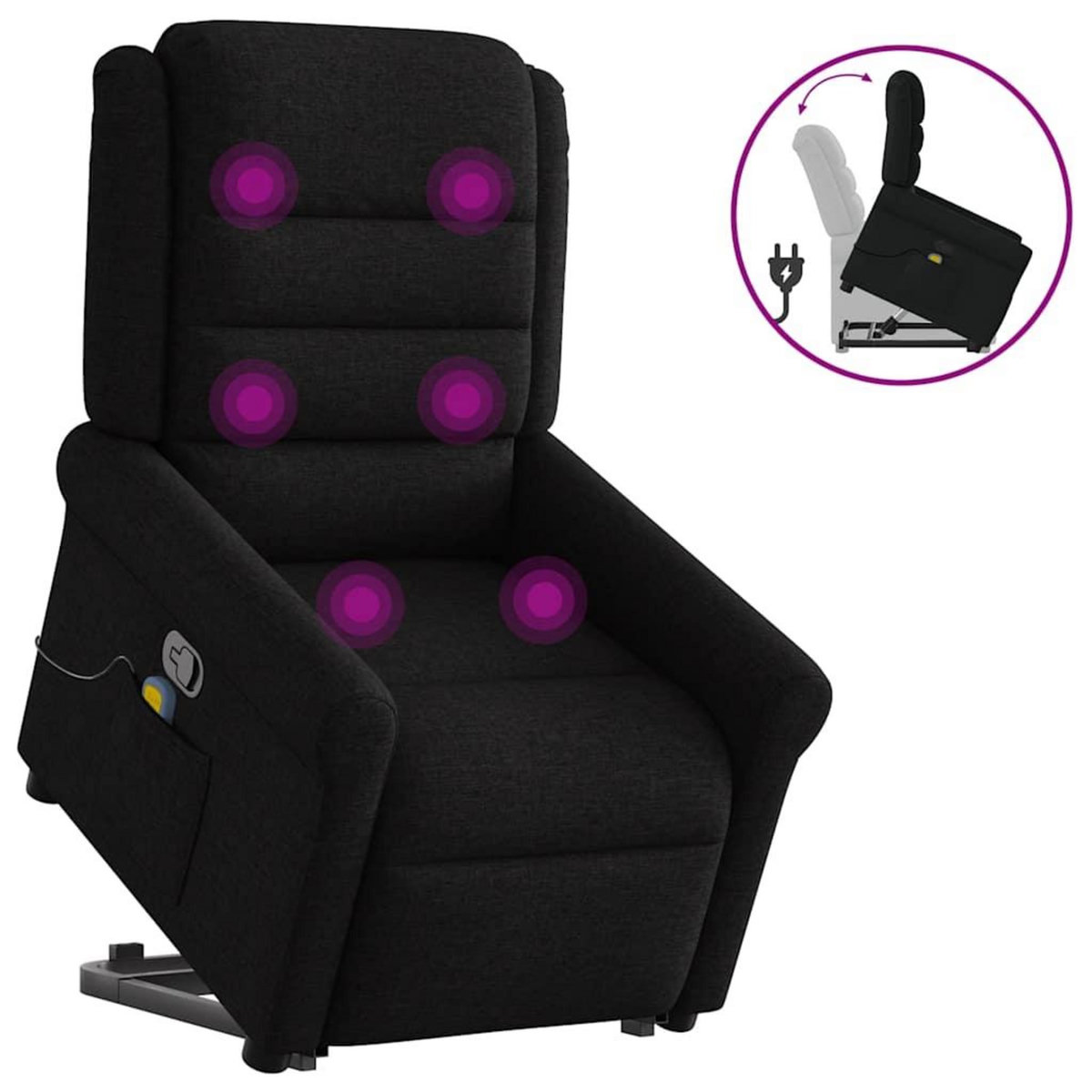 VIDAXL Fauteuil de massage inclinable Noir Tissu