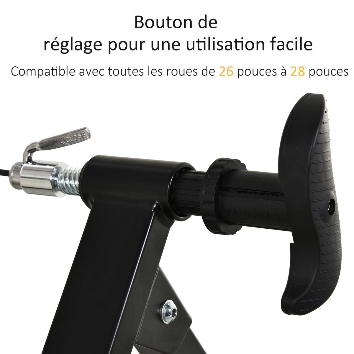 HOMCOM Home trainer pour vélo support entraînement vélo VTT trainer magnétique pliable 5 niveaux de résistance réglable noir