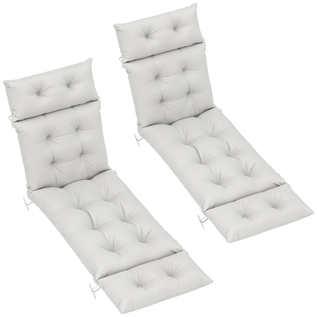OUTSUNNY Lot de 2 matelas bains de soleil chaises longues style Chesterfield tissu gris clair