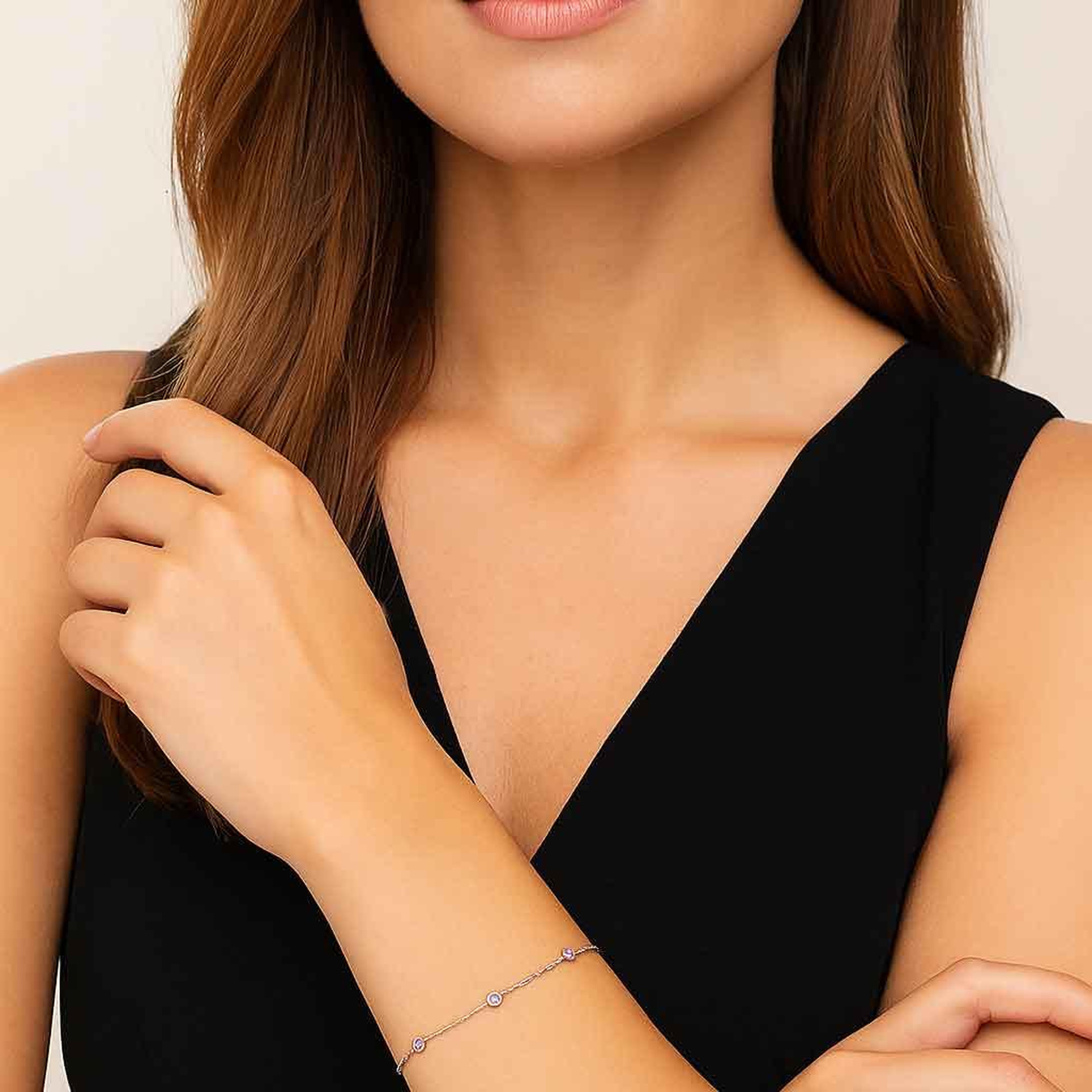 Voir la diapositive 2 : L'ATELIER D'AZUR Bracelet Or Blanc et Améthystes