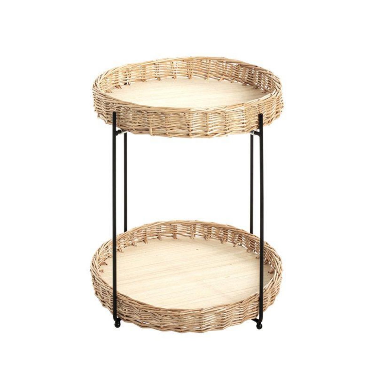 Paris Prix Table d'Appoint Osier  Irène  49cm Naturel & Noir