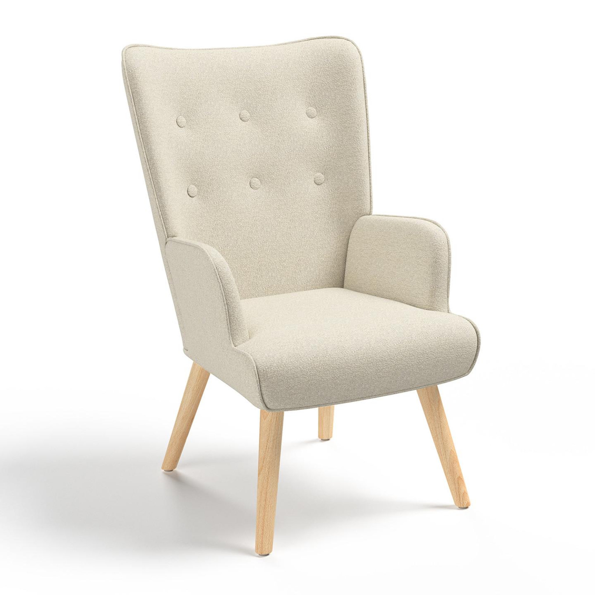 ID MARKET Fauteuil scandinave ivar en tissu beige