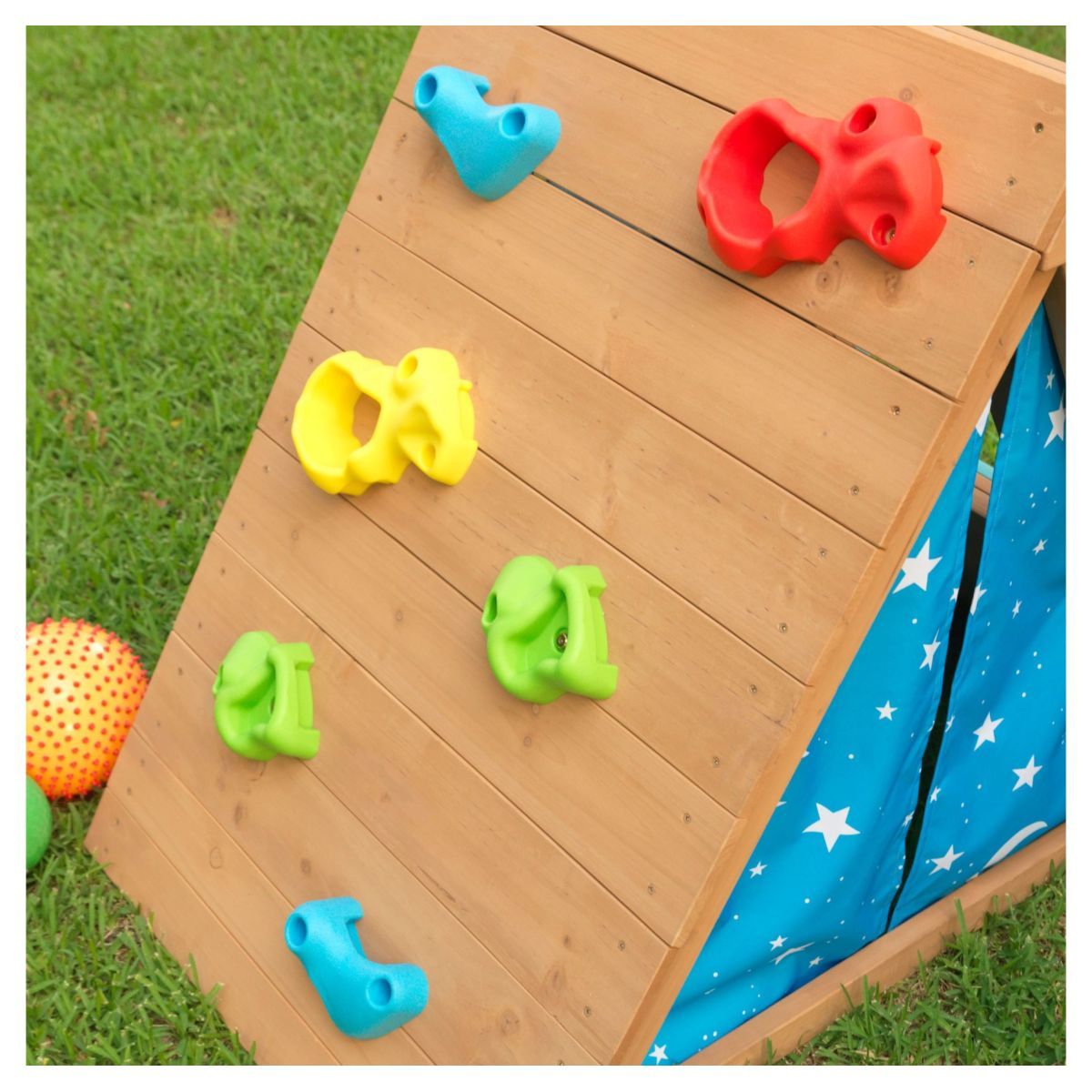 Kidkraft Cabane tipi de jardin bébé - Bois avec mur d'escalade - H91cm - TIPI 