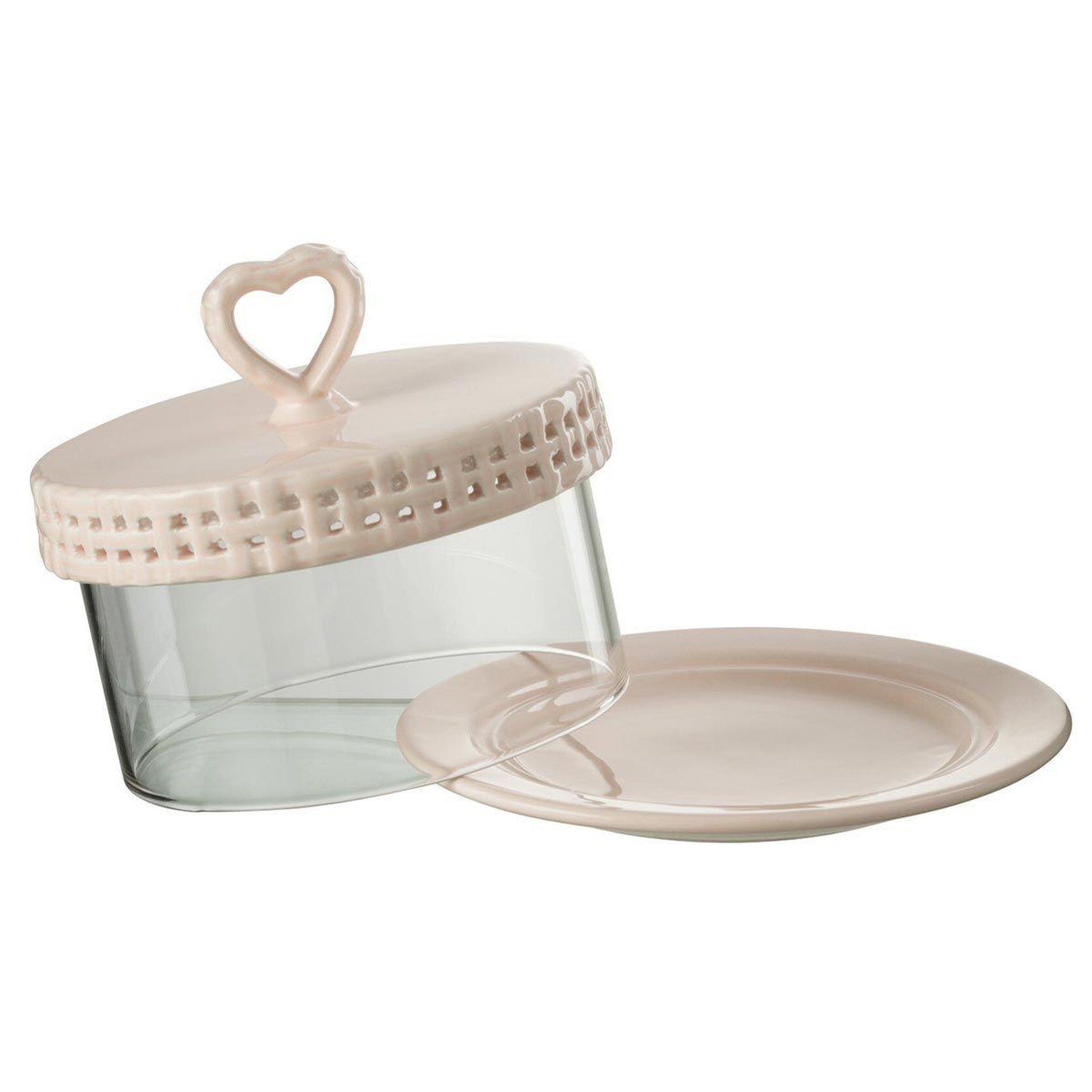 Voir la diapositive 2 : J-LINE Plat à gâteaux en céramique  vercer  16cm rose