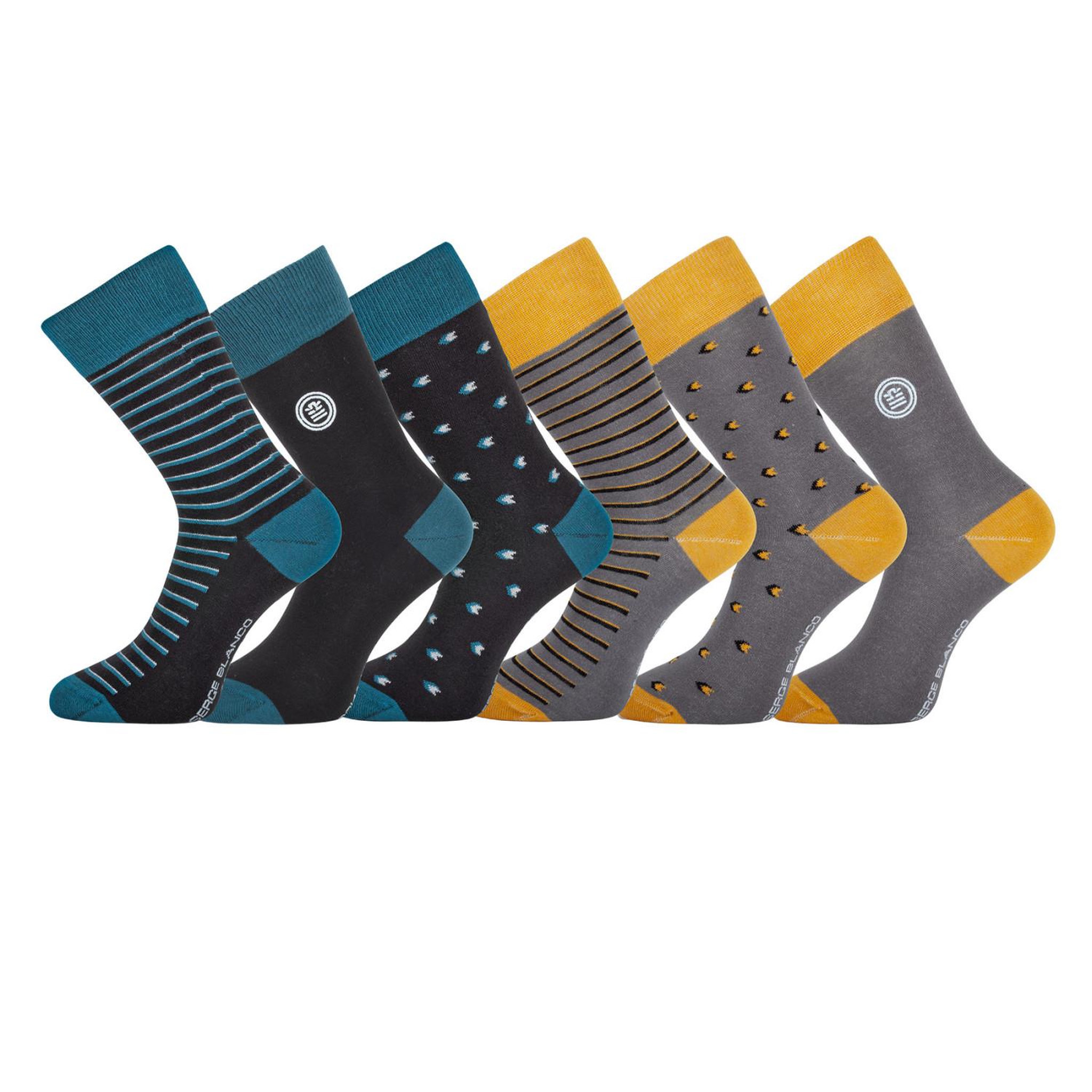 Voir la diapositive 1 : SERGE BLANCO Lot de 6 paires de chaussettes de ville City