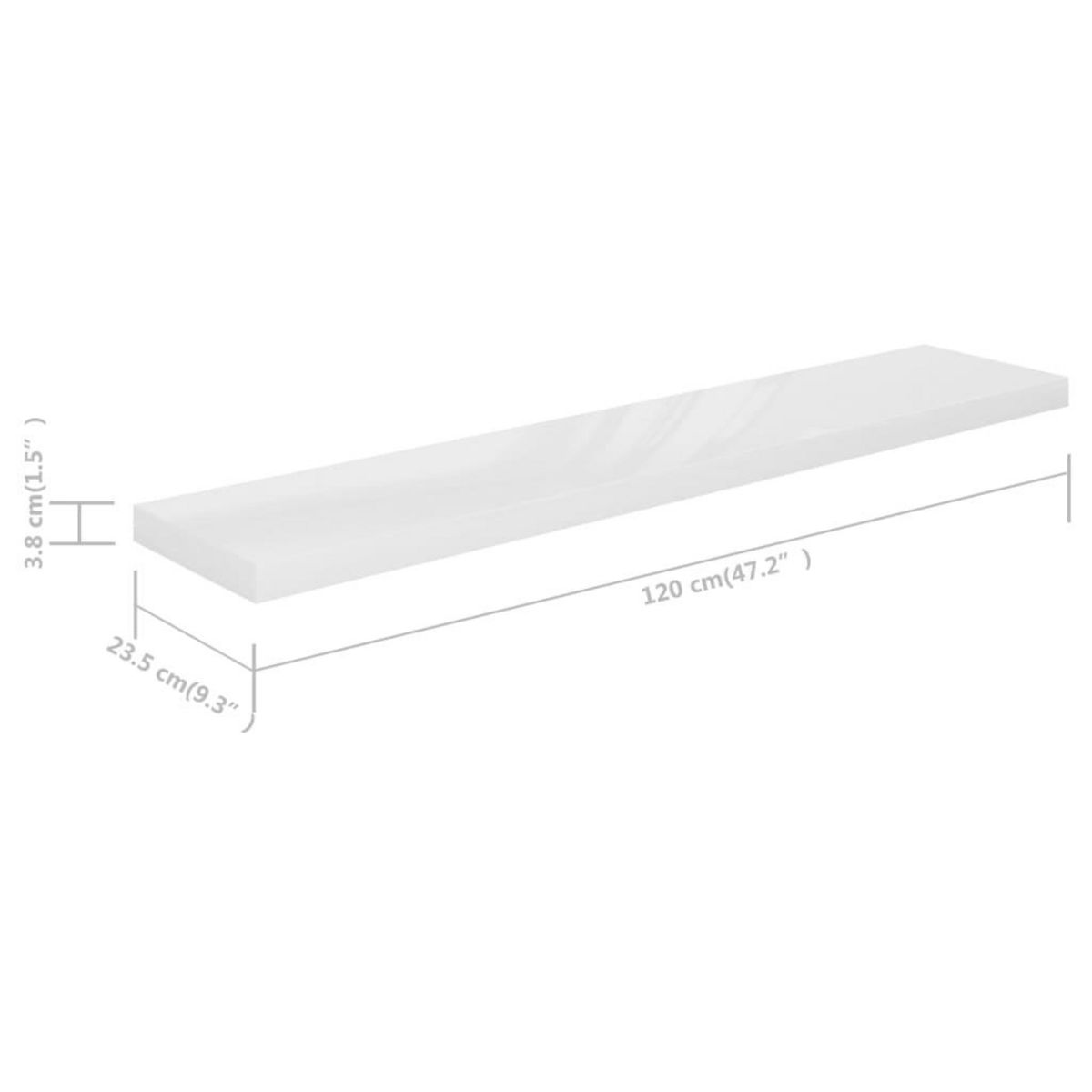 VIDAXL Etagere murale flottante 4pcs Blanc brillant 120x23,5x3,8cm MDF