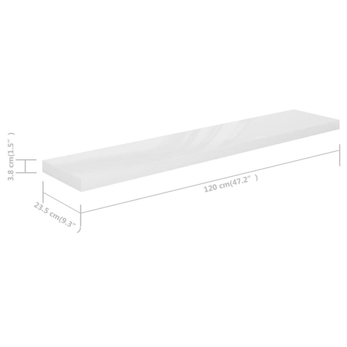 VIDAXL Etagere murale flottante 4pcs Blanc brillant 120x23,5x3,8cm MDF