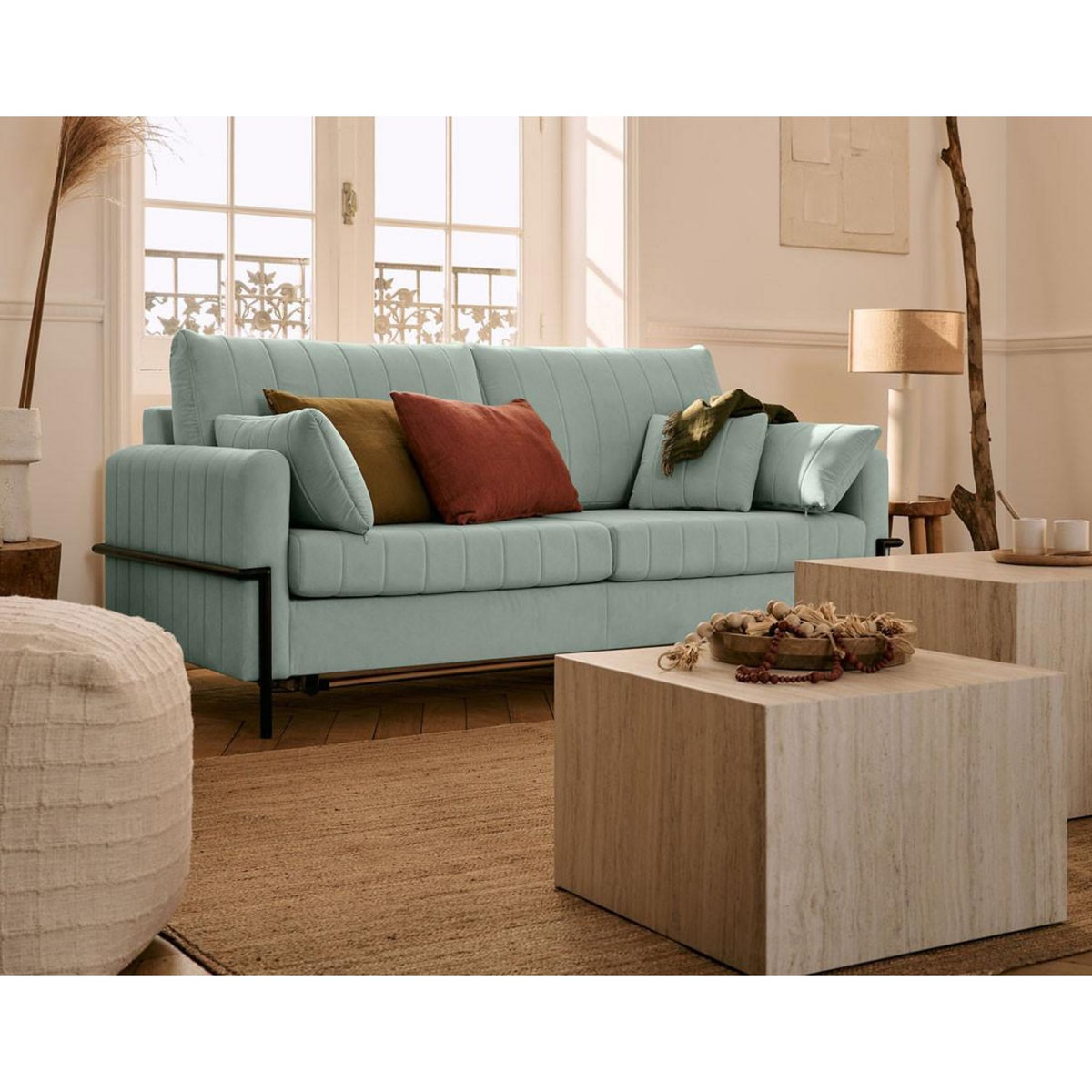 LISA DESIGN Ercolano - canapé 3 places convertible - couchage quotidien - matelas 11 cm - en velours