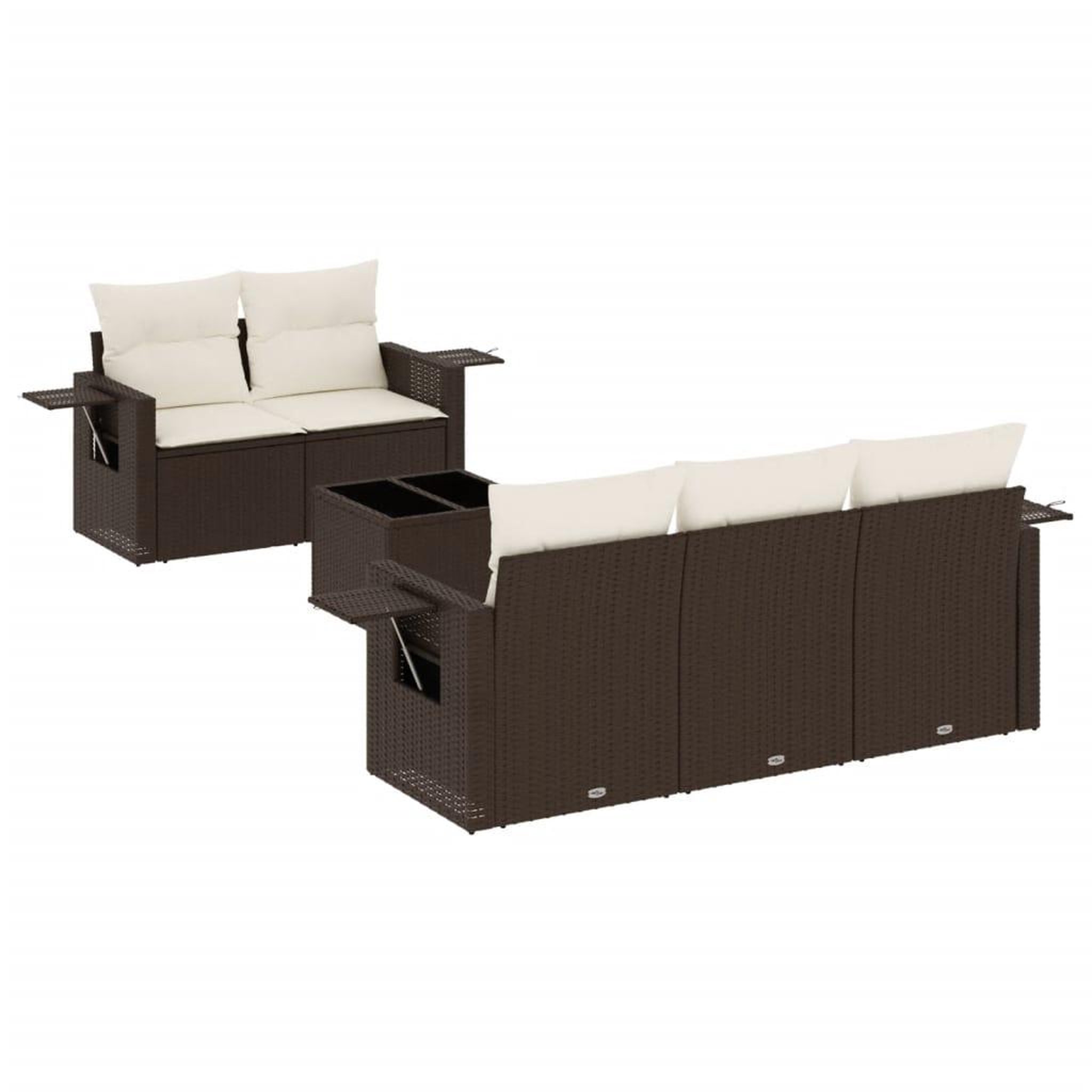 Voir la diapositive 2 : VIDAXL Salon de jardin avec coussins 6 pcs marron resine tressee