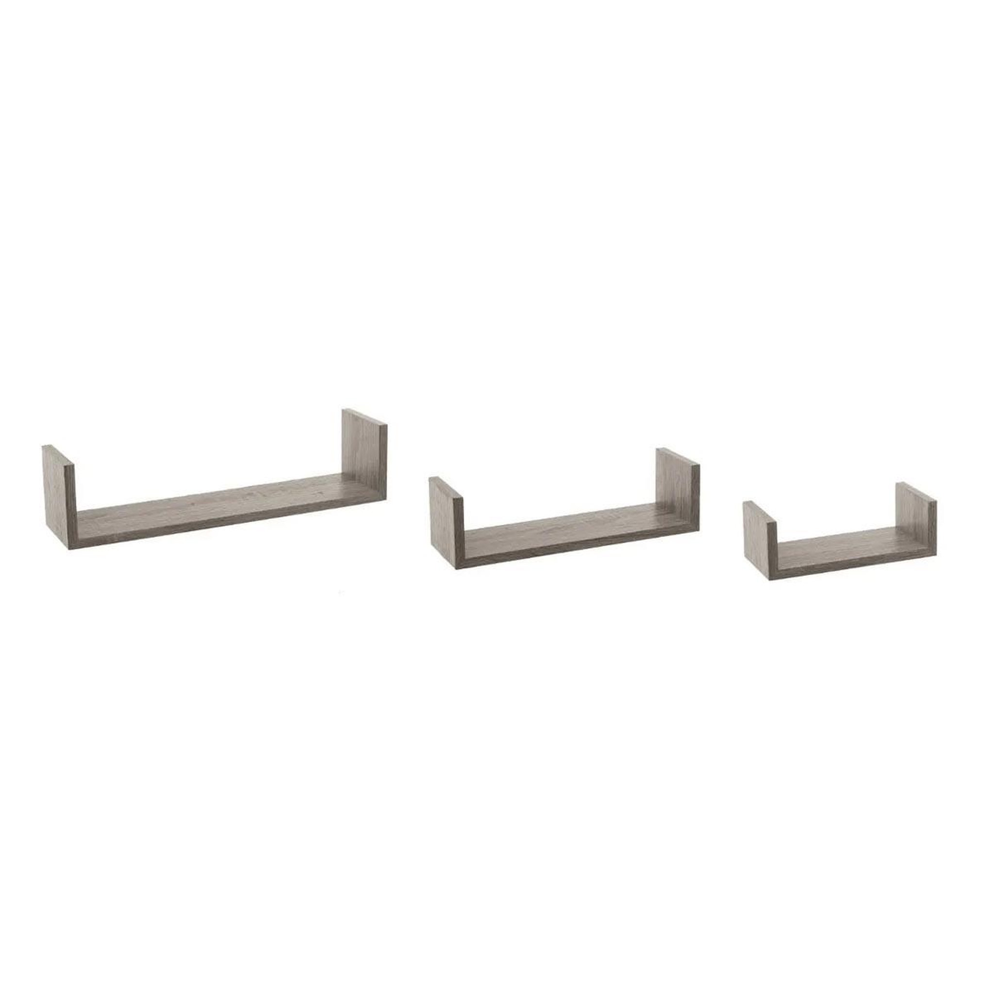 FIVE Lot de 3 étagères murales  bord  42cm chêne gris