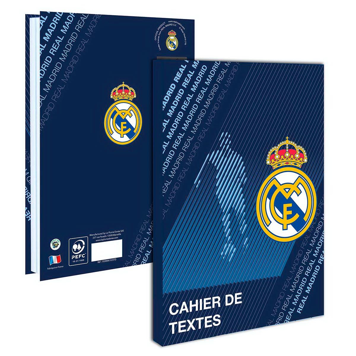 Real Madrid Cahier de texte garçon 15,5x21,5cm couverture carton souple bleu