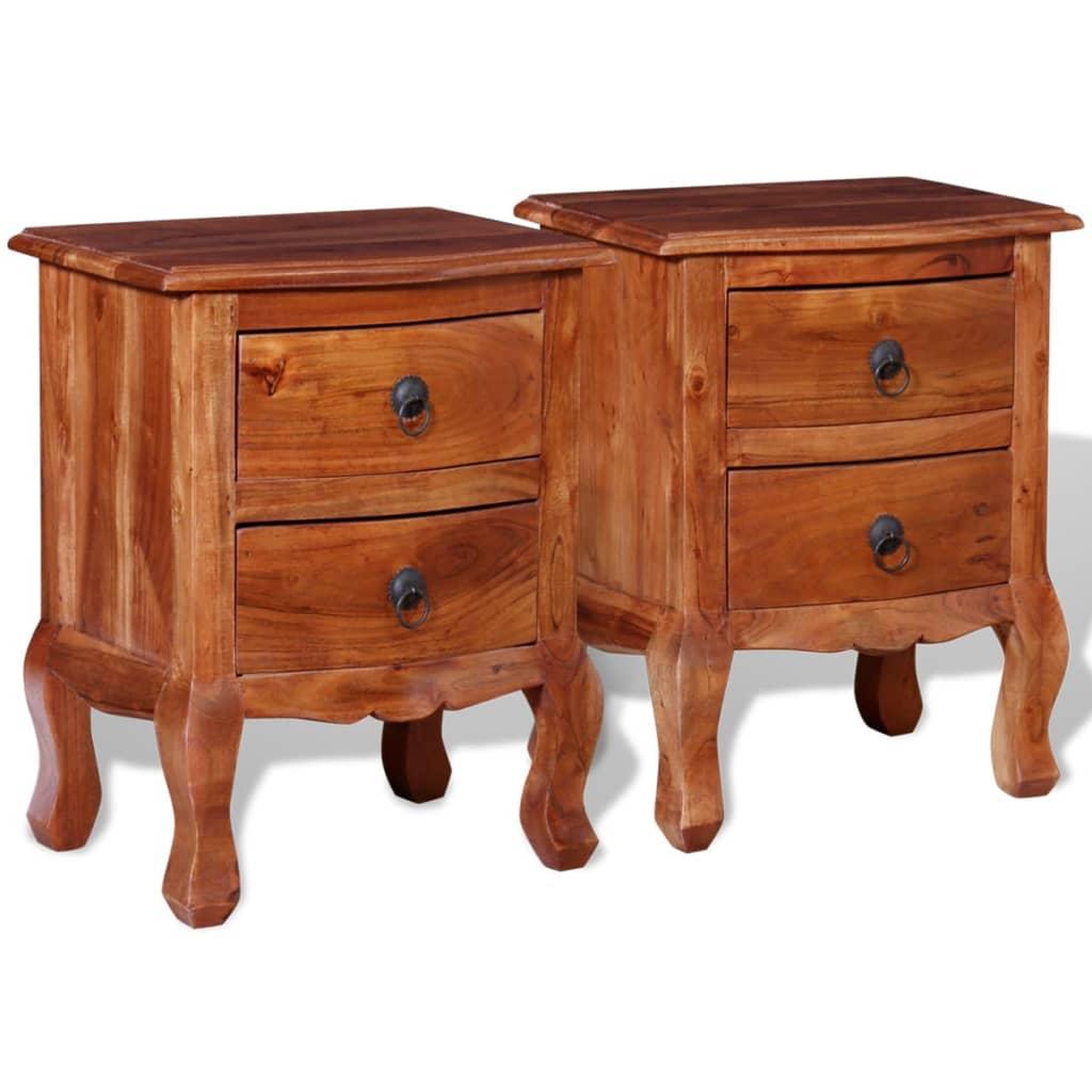 Voir la diapositive 2 : VIDAXL Tables de chevet avec tiroirs 2 pcs Bois d'acacia massif