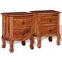 Voir la diapositive 2 : VIDAXL Tables de chevet avec tiroirs 2 pcs Bois d'acacia massif