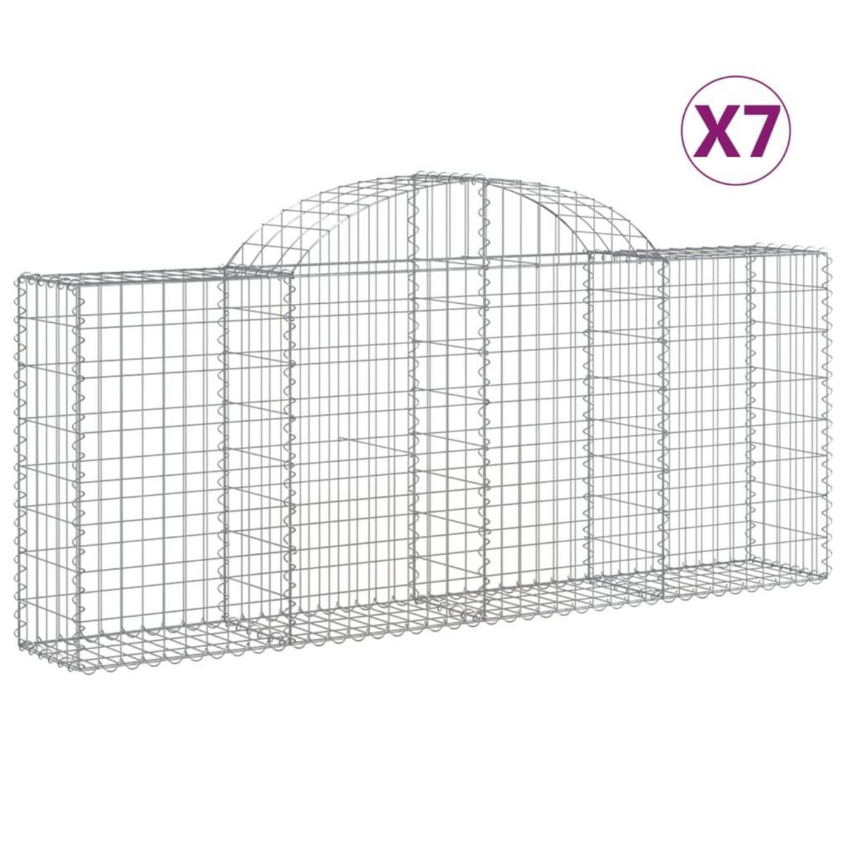 VIDAXL Paniers a gabions arques 7 pcs 200x30x80/100 cm Fer galvanise