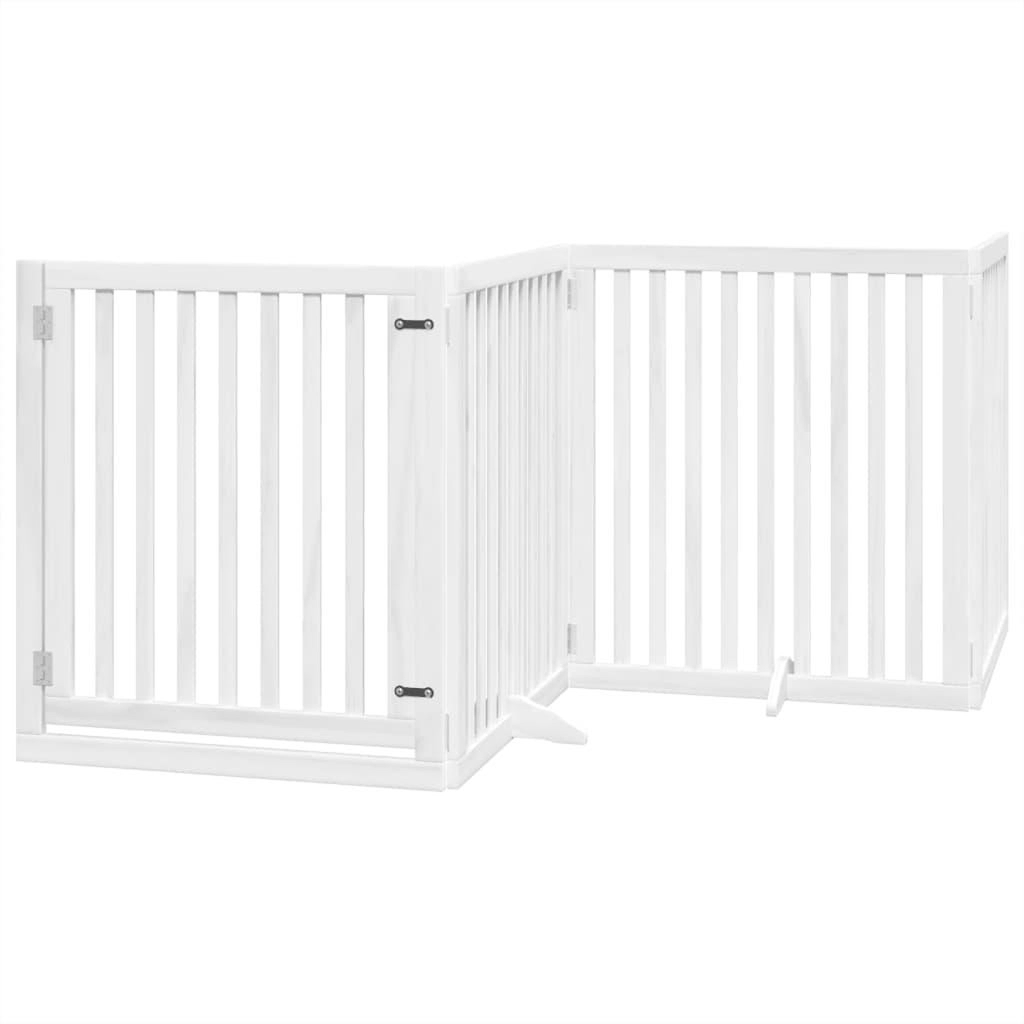 Voir la diapositive 2 : VIDAXL Barriere pour chiens et porte 4 panneaux blanc bois de peuplier