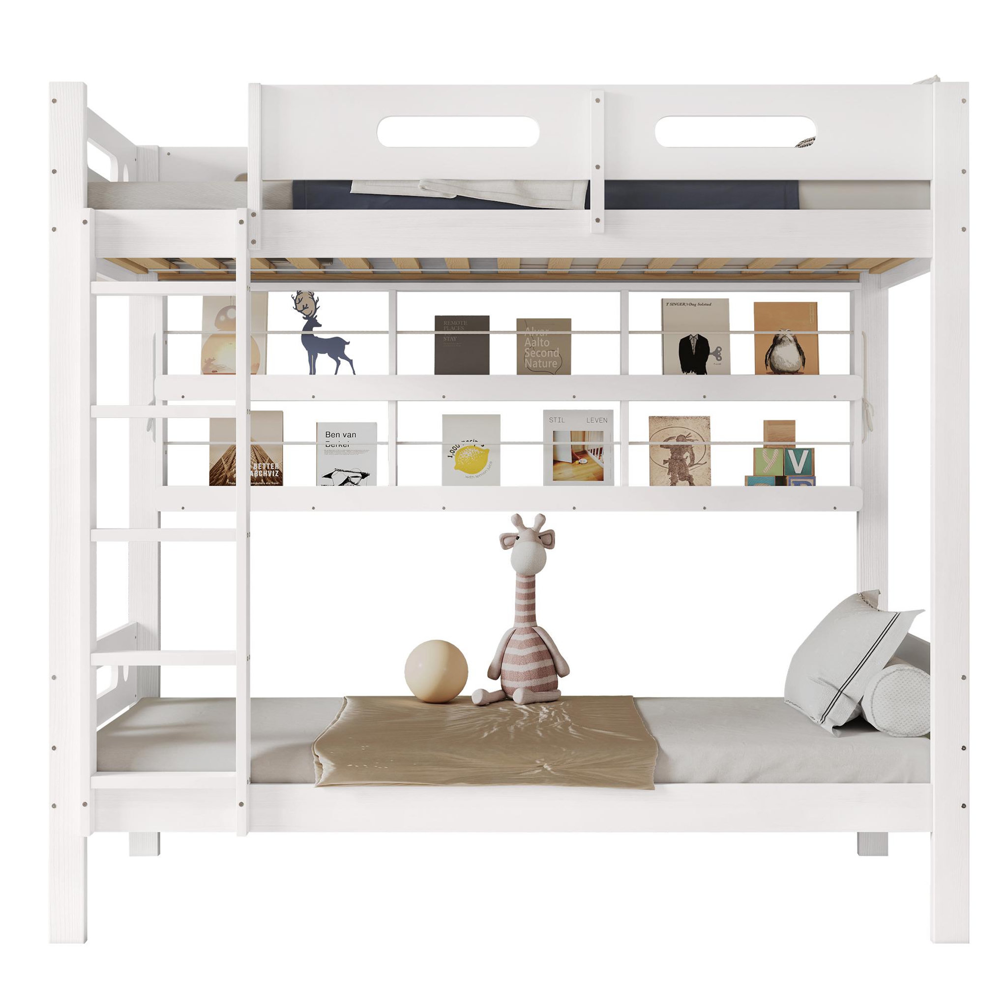MERAX Lit superposé 90x200cm coloris blanc pin et mdf