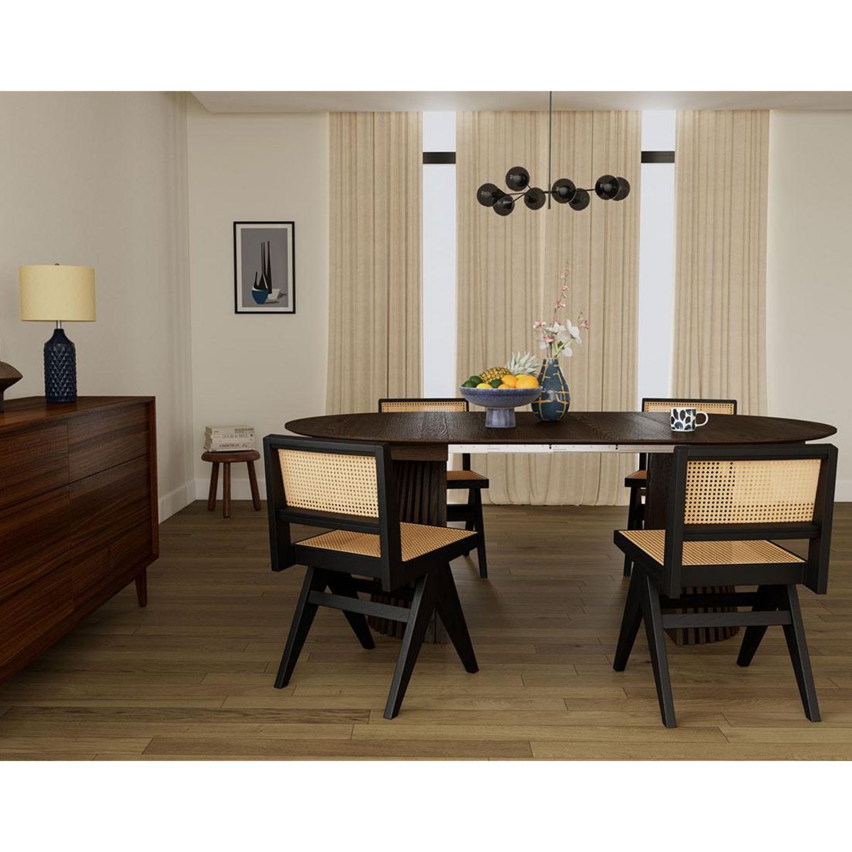 LISA DESIGN Freya - table à manger ronde extensible - effet bois foncé - 4 à 8 personnes