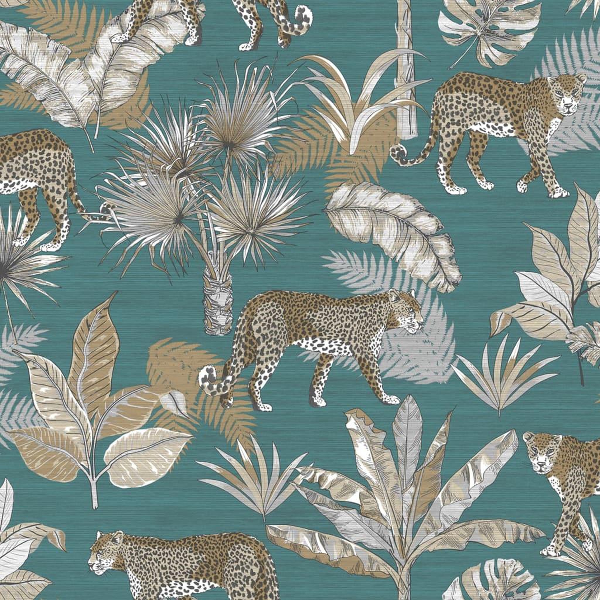 Voir la diapositive 2 : DUTCH WALLCOVERINGS DUTCH WALLCOVERINGS Papier peint Leopard Bleu et beige