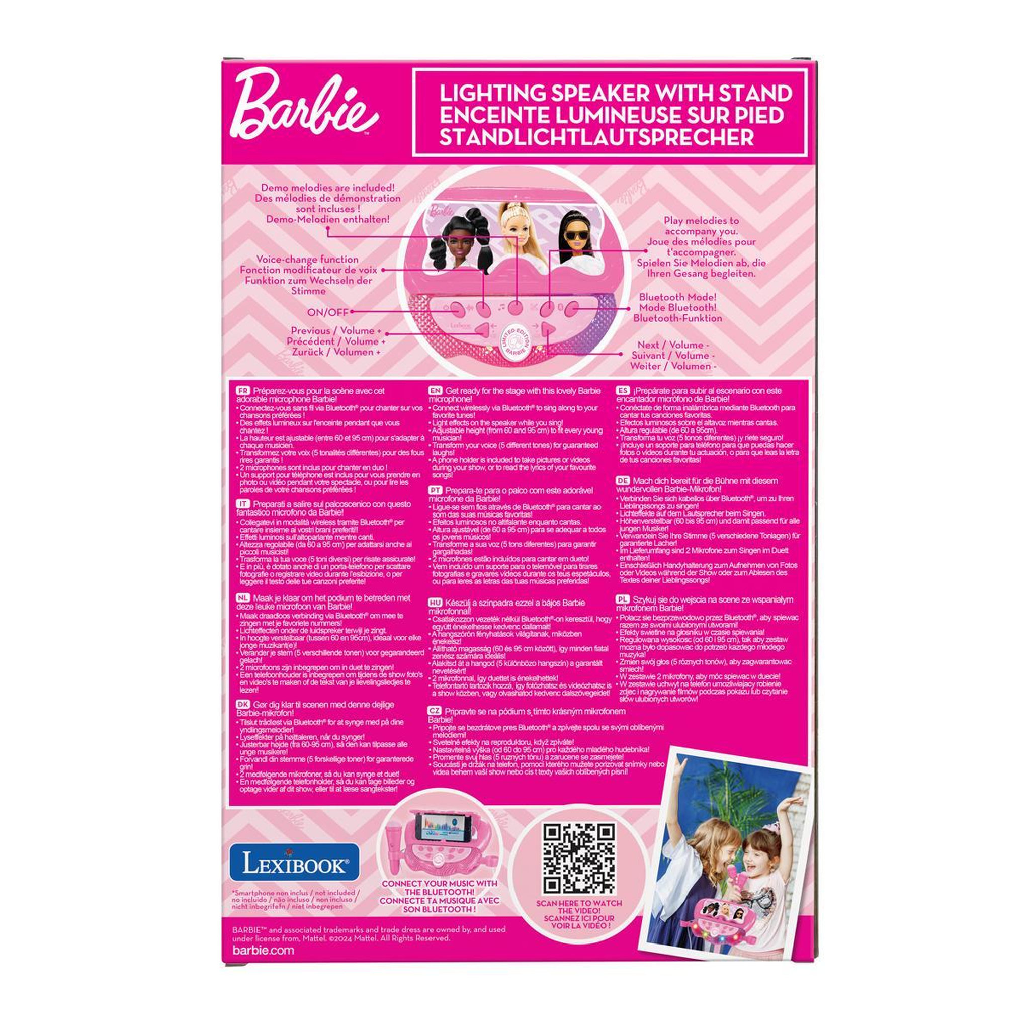Voir la diapositive 6 : Lexibook Microphone sur pied Enceinte Bluetooth Barbie