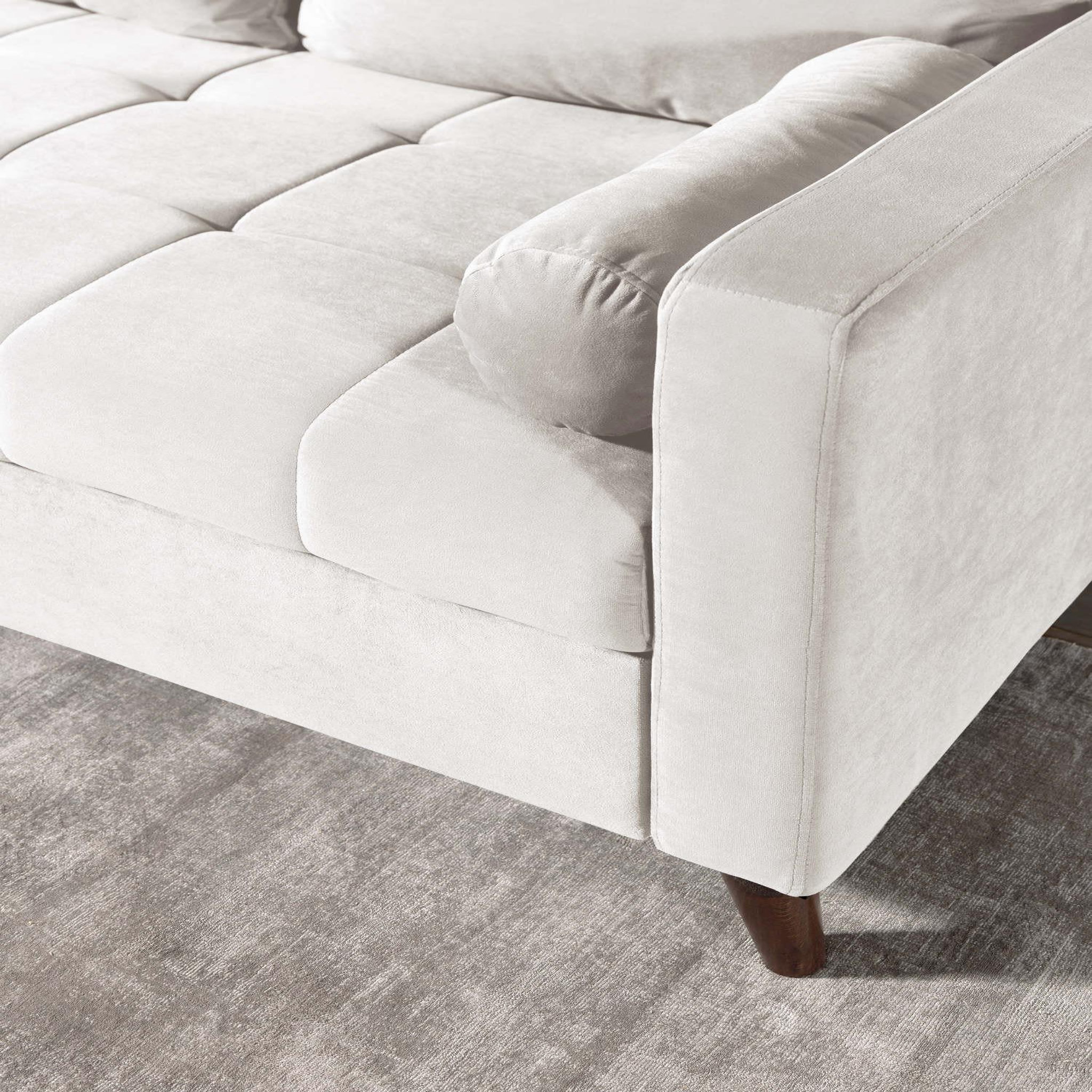 Voir la diapositive 5 : BEST MOBILIER Polar - canapé d'angle réversible convertible - en velours au design scandinave - 4 places