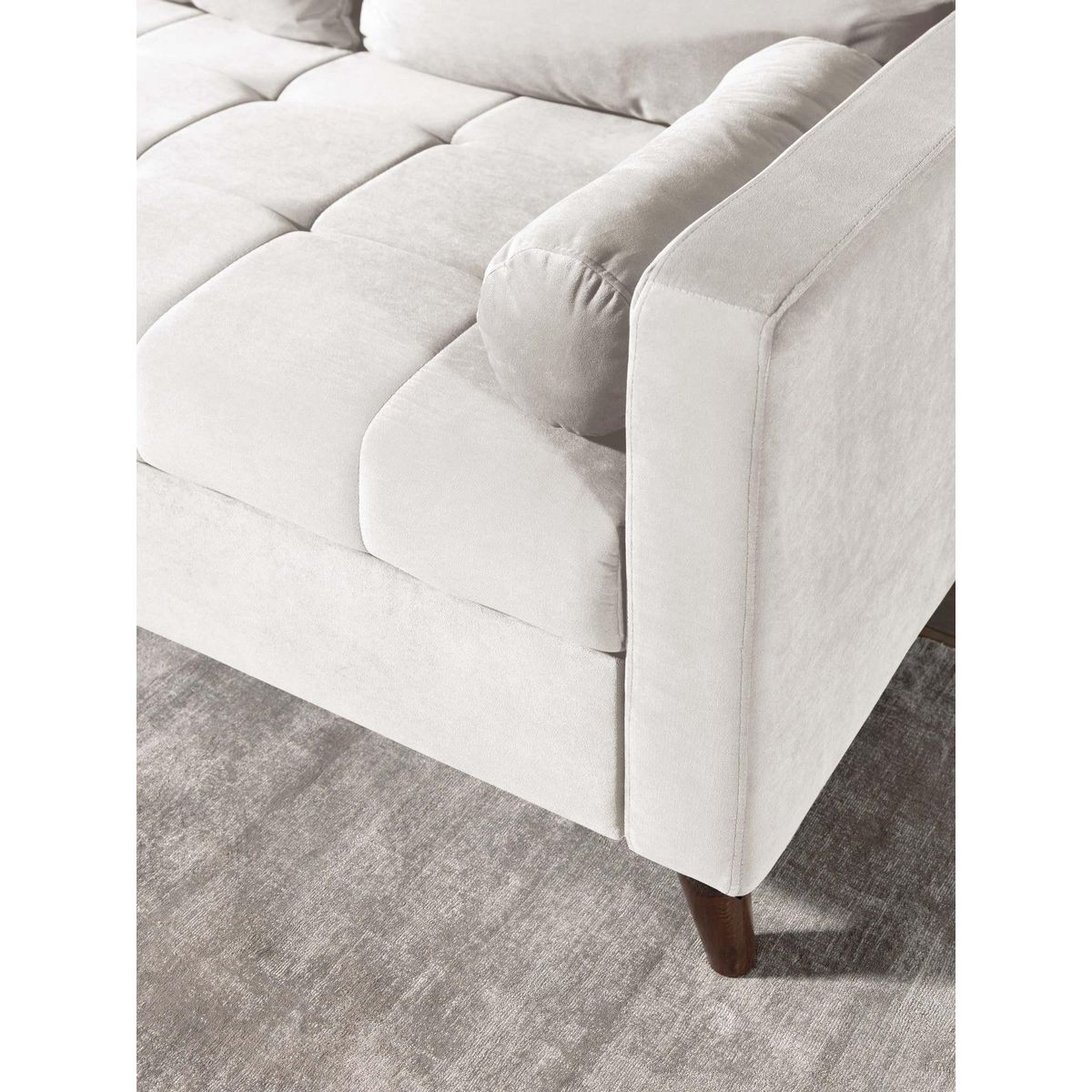 BEST MOBILIER Polar - canapé d'angle réversible convertible - en velours au design scandinave - 4 places