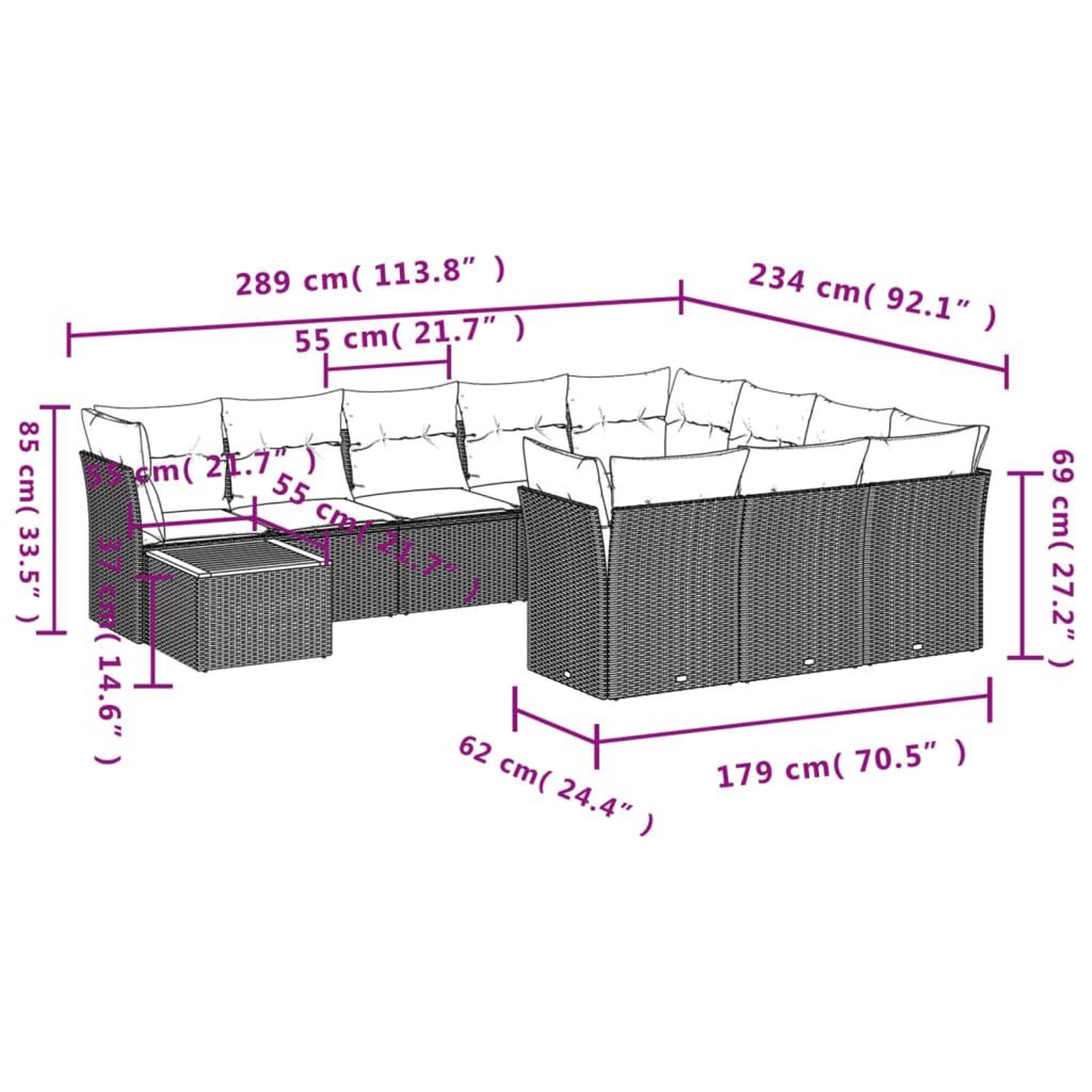 Voir la diapositive 6 : VIDAXL Salon de jardin et coussins 11 pcs melange beige resine tressee