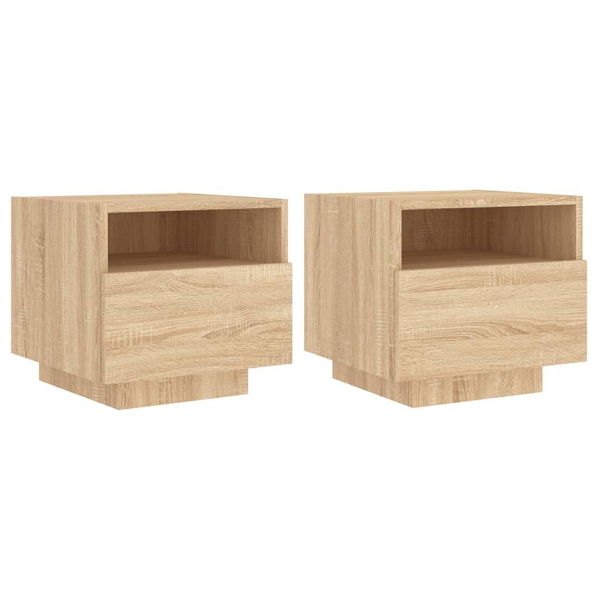 Voir la diapositive 2 : VIDAXL Armoires de chevet avec lumieres LED 2 pcs chene sonoma