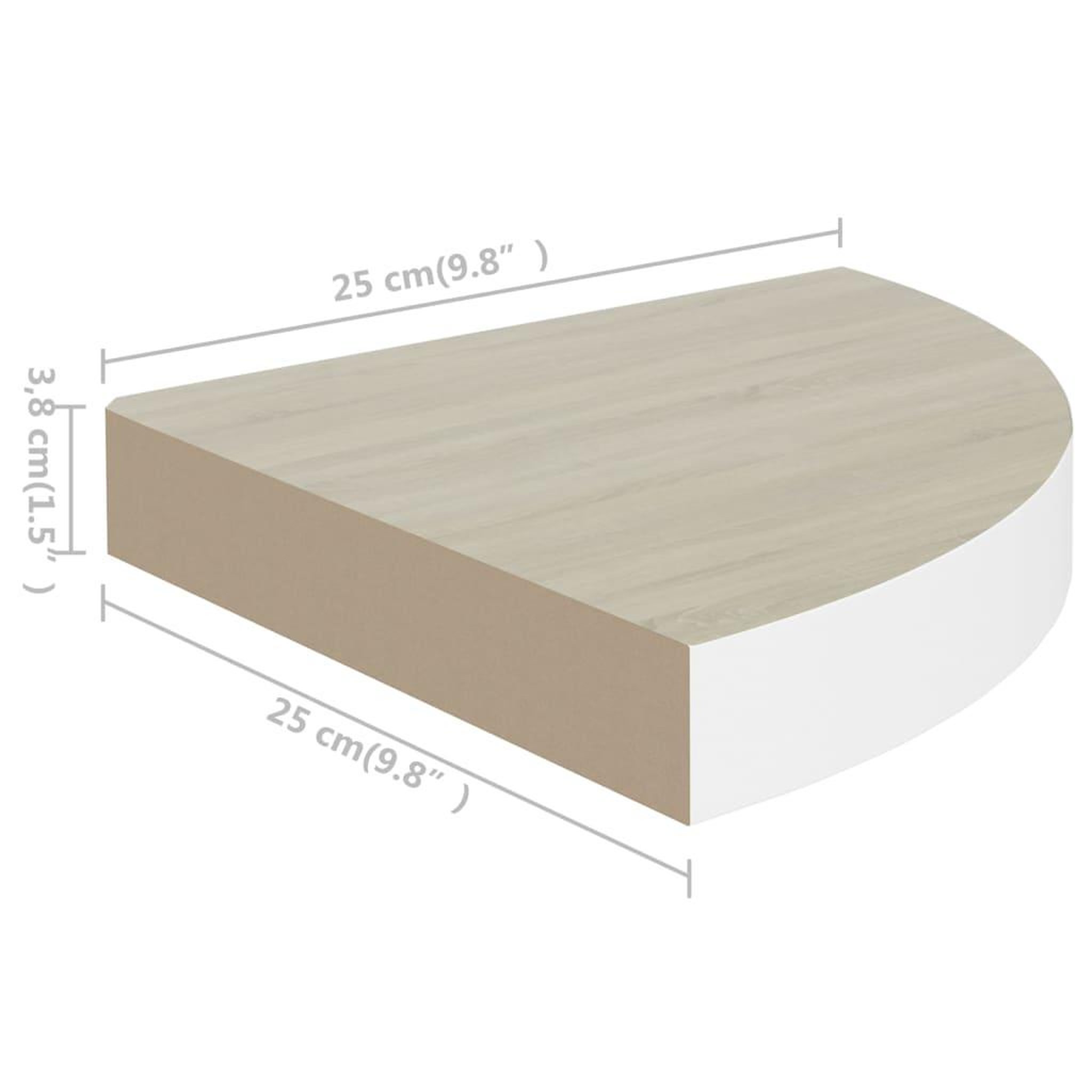 Voir la diapositive 6 : VIDAXL Etagere d'angle murale Chene et blanc 25x25x3,8 cm MDF