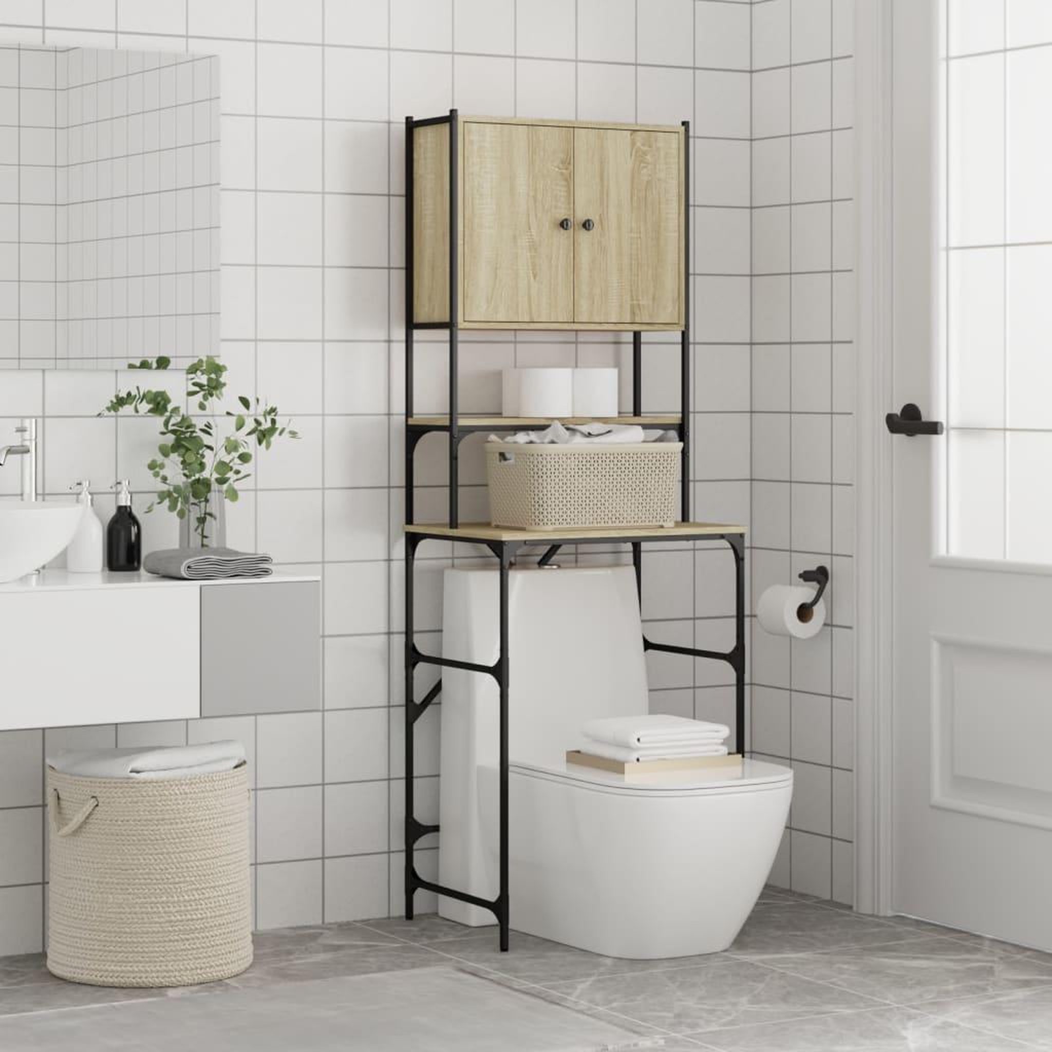 Voir la diapositive 4 : VIDAXL Armoire de machine a laver chene sonoma 68x48,5x194 cm