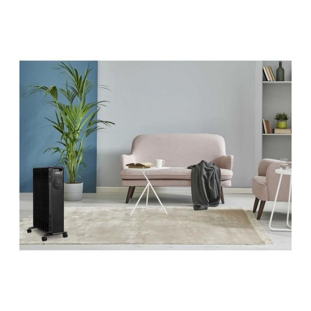 OCEANIC Radiateur electrique bain dhuile 1500W OCEANIC - 3 puissances - Thermostat electronique - Telecommande - Mobile - Noir