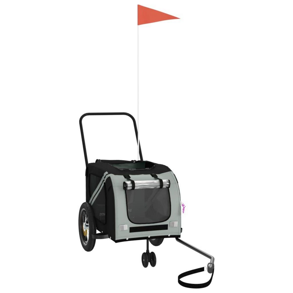 VIDAXL Remorque de velo pour animaux de compagnie gris et noir