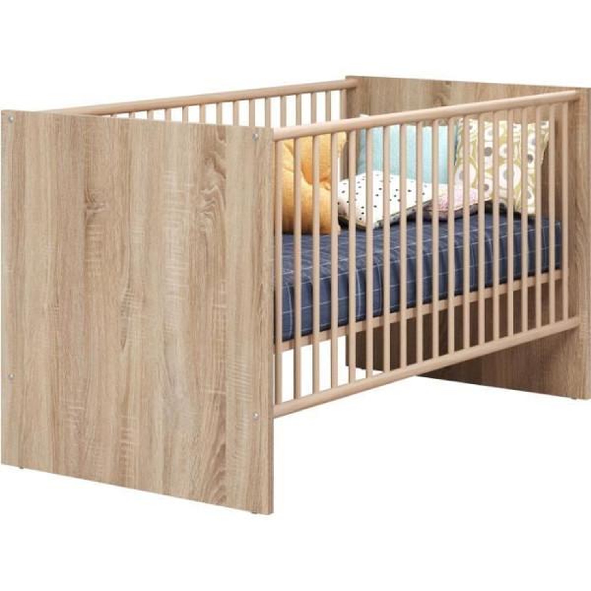 Voir la diapositive 3 : Trendteam Chambre bébé duo NIKO - Lit 70x140 cm + Commode a langer 2 portes - Décor chene naturel - TRENDTEAM