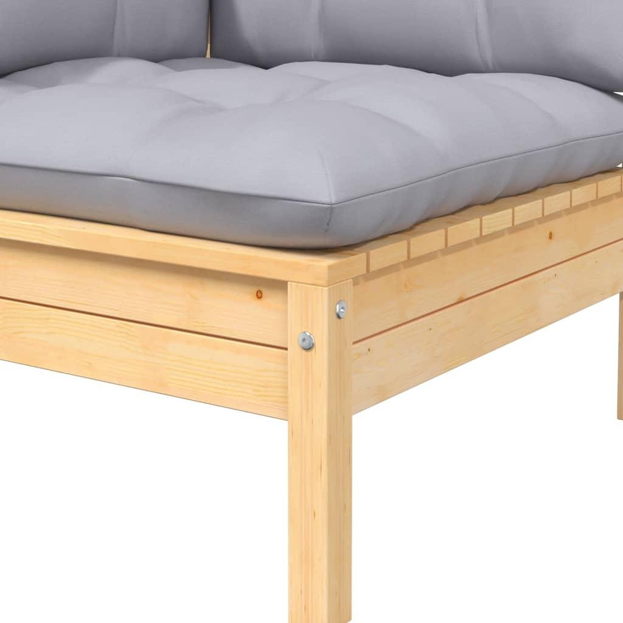 Voir la diapositive 4 : VIDAXL Canape d'angle de jardin avec coussins gris Bois de pin massif
