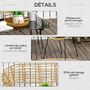 Voir la diapositive 6 : OUTSUNNY Salon de jardin 4 places 4 pièces style exotique table basse coussins noirs fournis résine tressée aspect rotin