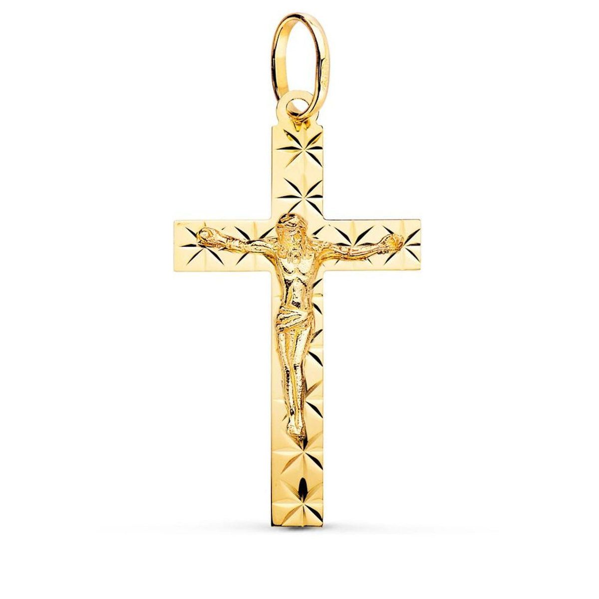 L'ATELIER D'AZUR Pendentif  - Médaille Christ sur la Croix Or 18 Carats 750 Jaune - Chaine Offerte