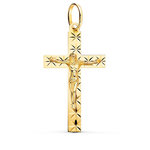 L'ATELIER D'AZUR Pendentif  - Médaille Christ sur la Croix Or 18 Carats 750 Jaune - Chaine Offerte