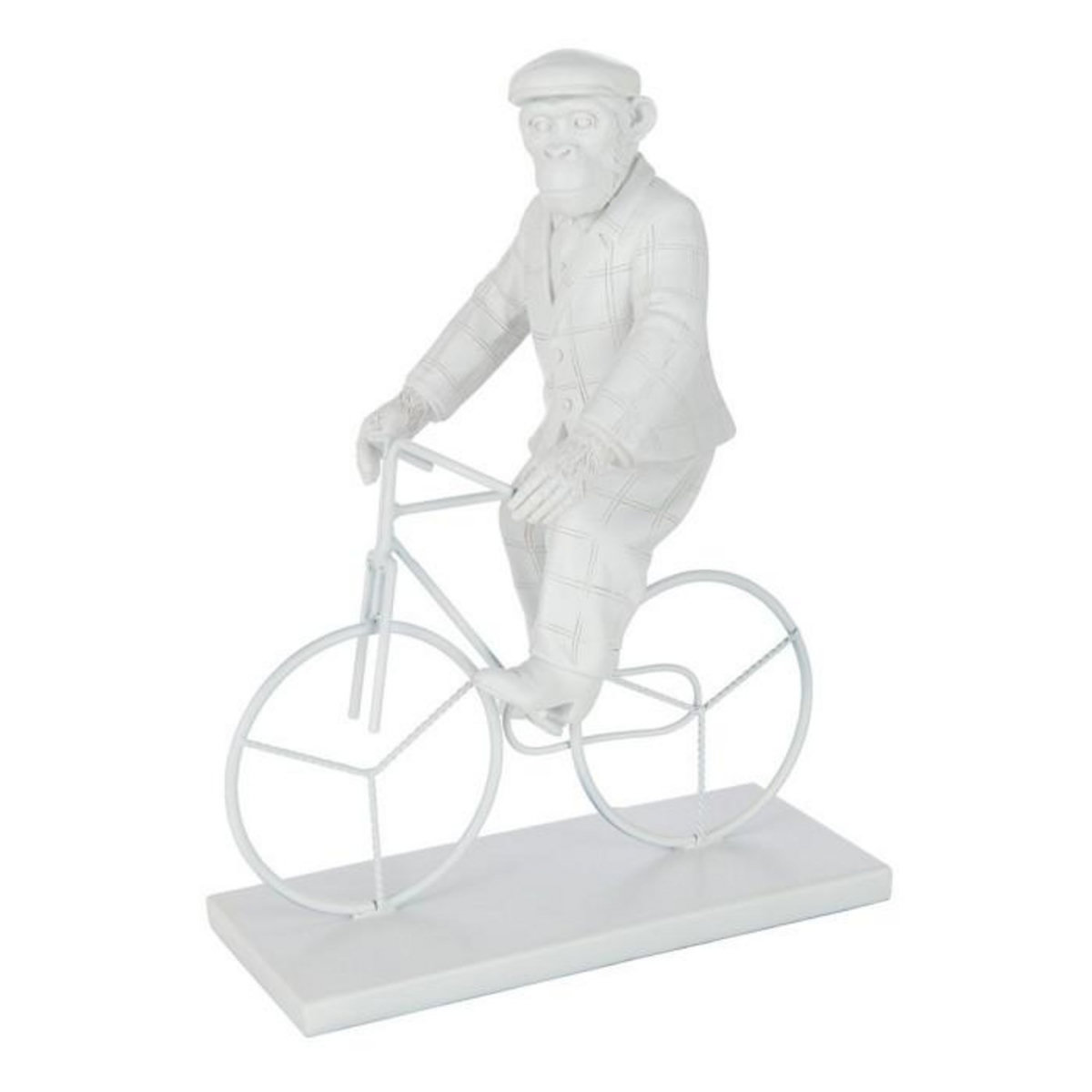 Paris Prix Statuette Déco  Singe Vélo  33cm Blanc