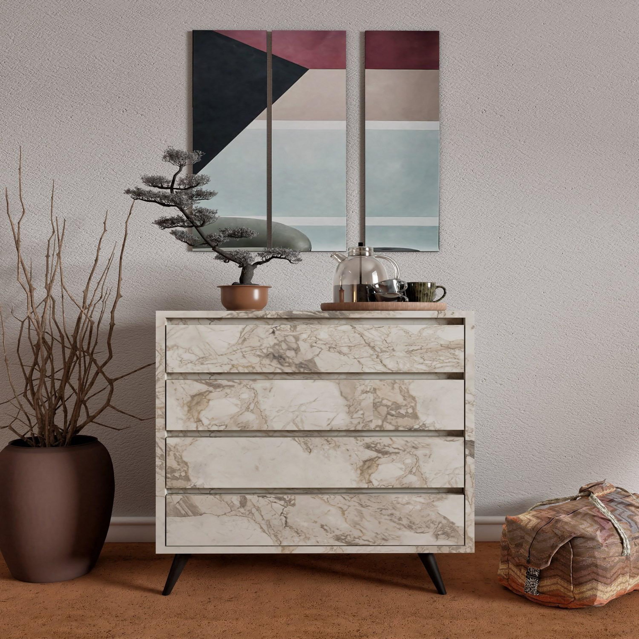 Voir la diapositive 2 : Habitat et Jardin Commode en bois  suvera  - 70 x 40 x 86 cm - beige marbré