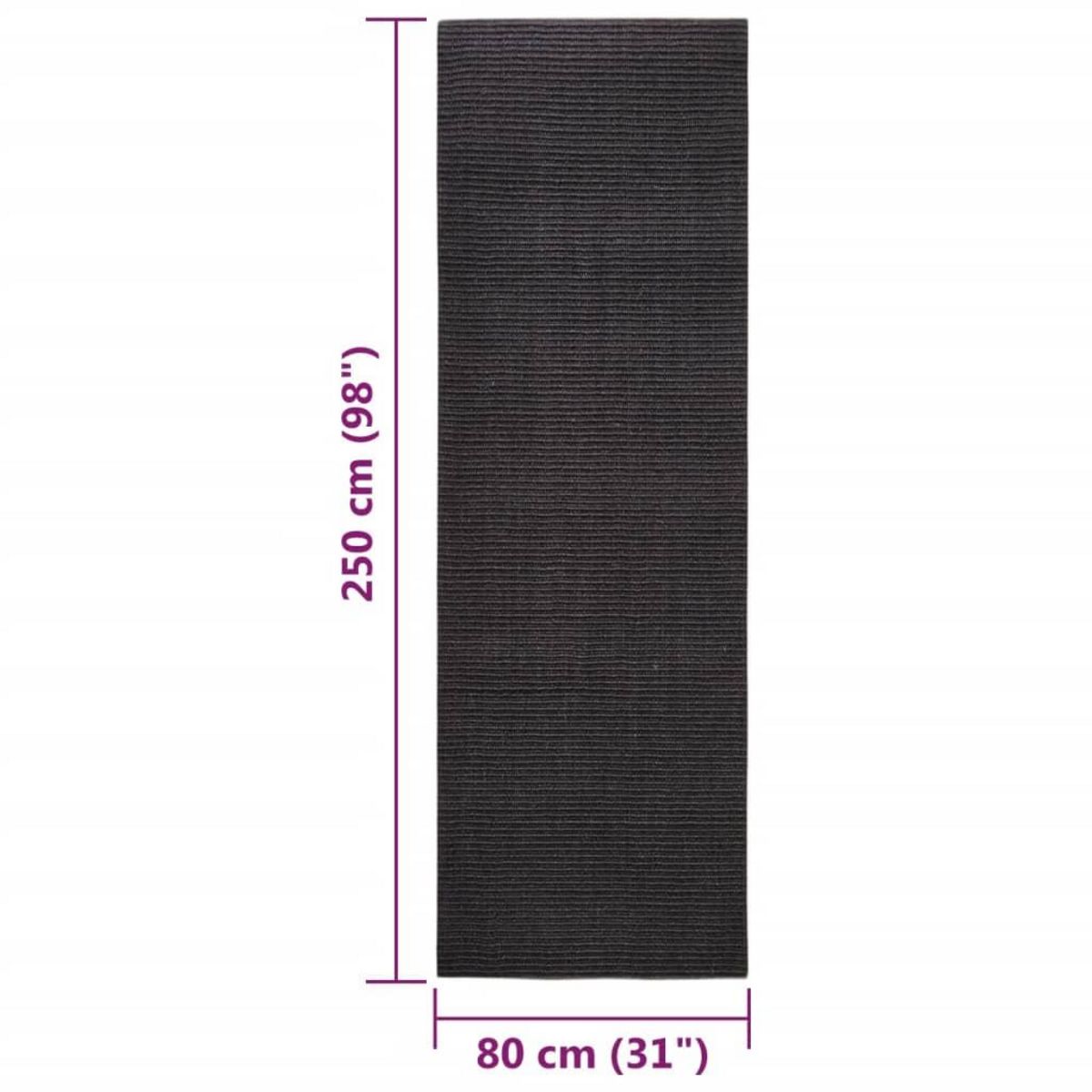 VIDAXL Tapis Sisal naturel 80x250 cm Noir