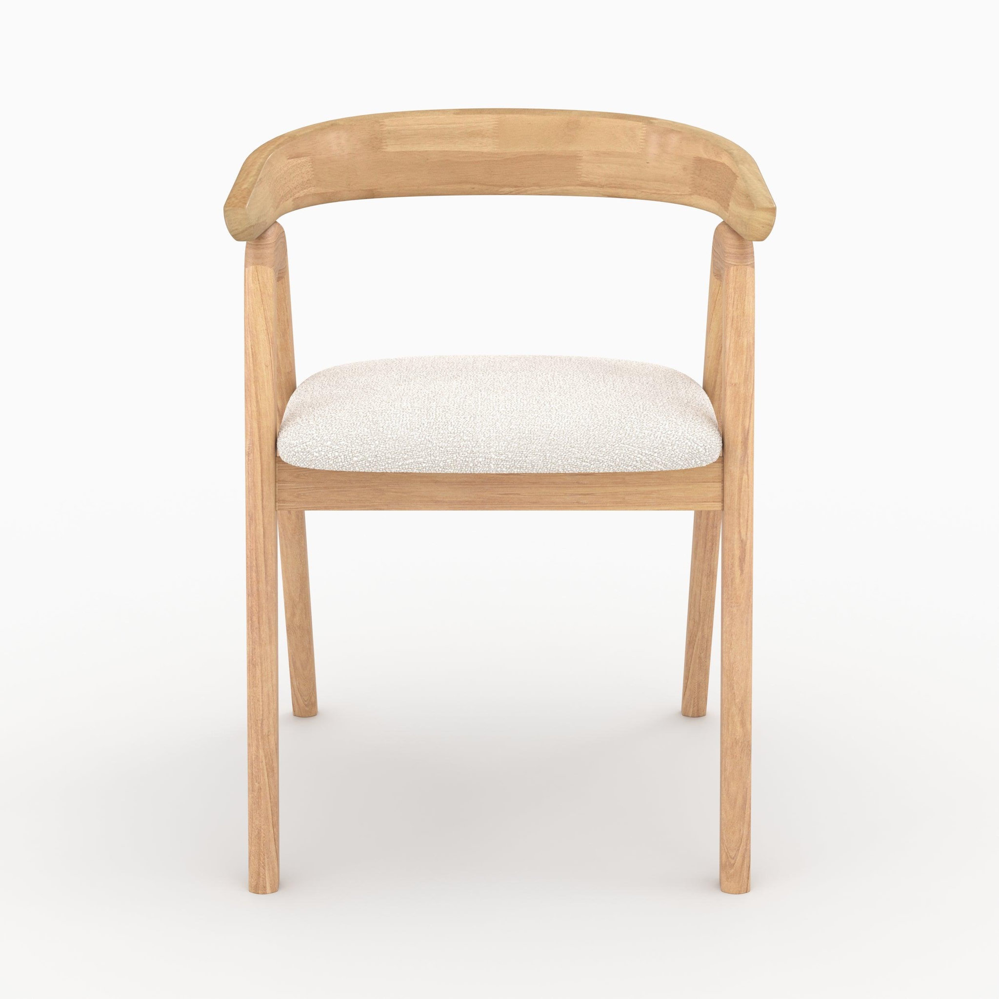 Voir la diapositive 5 : MAISON PAVANE Chaise en bois d'hévéa clair et tissu bouclé crème-hawa