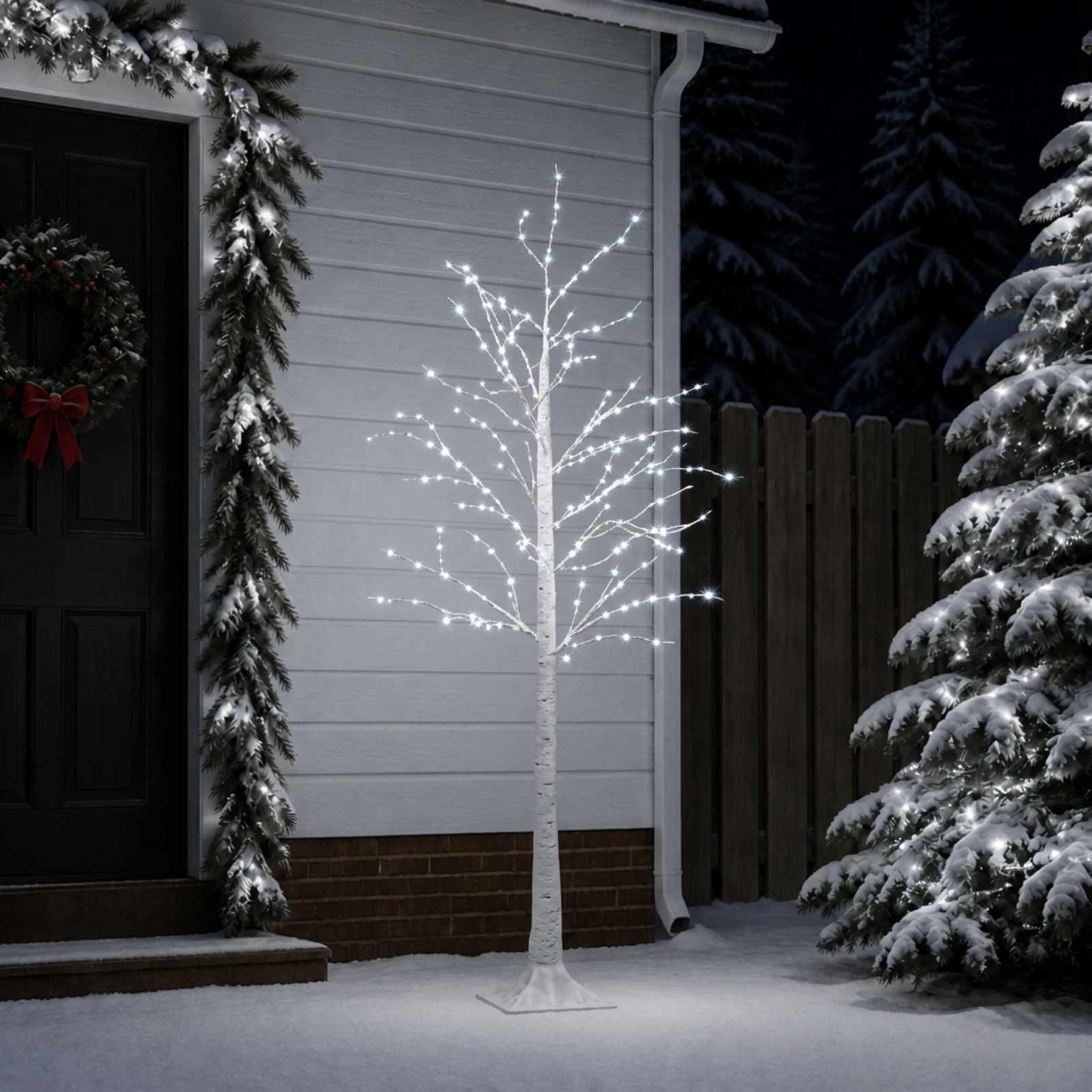 Voir la diapositive 4 : VIDAXL Arbre de Noël en bouleau Blanc 22 x 22 x 180 cm Plastique