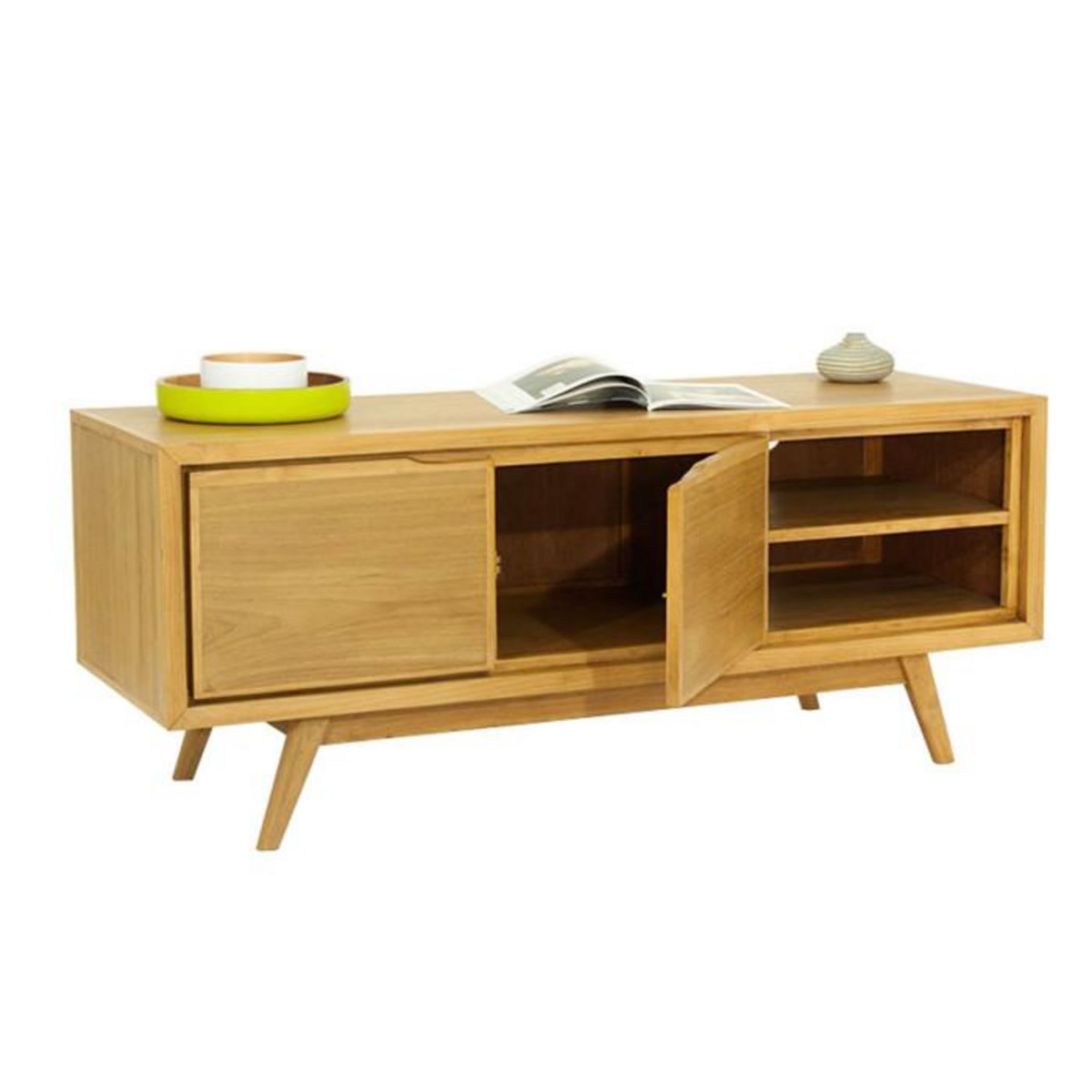 Paris Prix Meuble TV 2 Portes  Fiftees  136cm Naturel