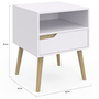Voir la diapositive 5 : ID MARKET Lot de 2 tables de chevet HELSINKI scandinaves 1 tiroir avec niche blanc