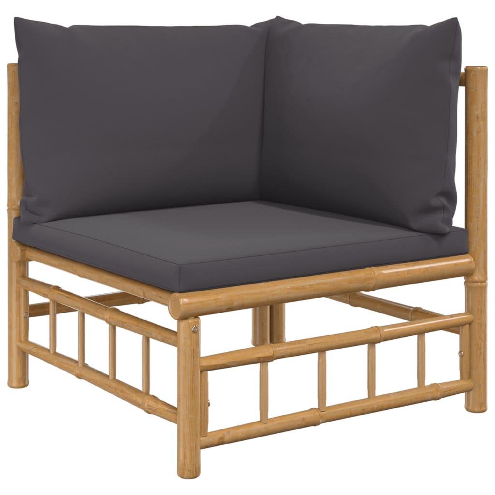 Voir la diapositive 4 : VIDAXL Salon de jardin 12 pcs avec coussins gris fonce bambou