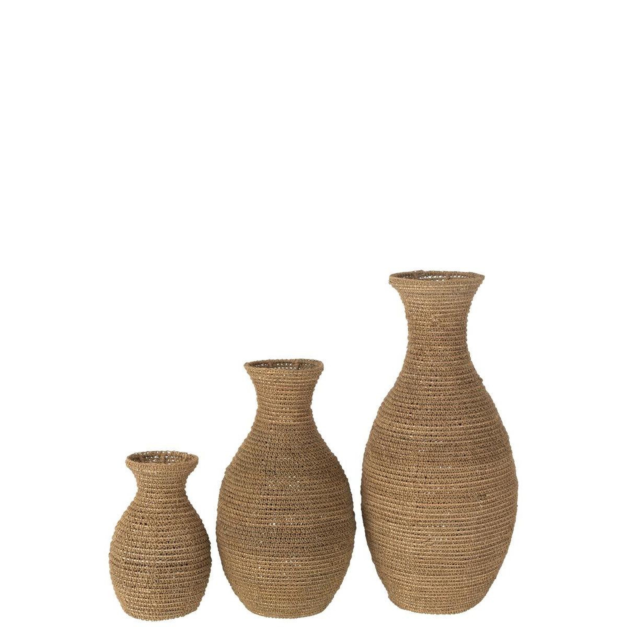 Voir la diapositive 2 : J-LINE Vase en Jonc de Mer  Lise  38cm Naturel