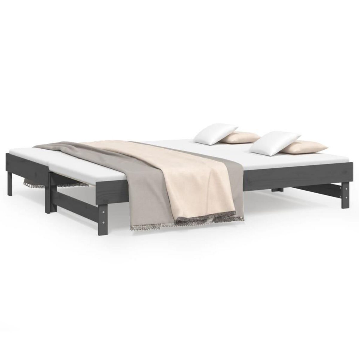 VIDAXL Lit coulissant sans matelas gris 2x(80x200)cm