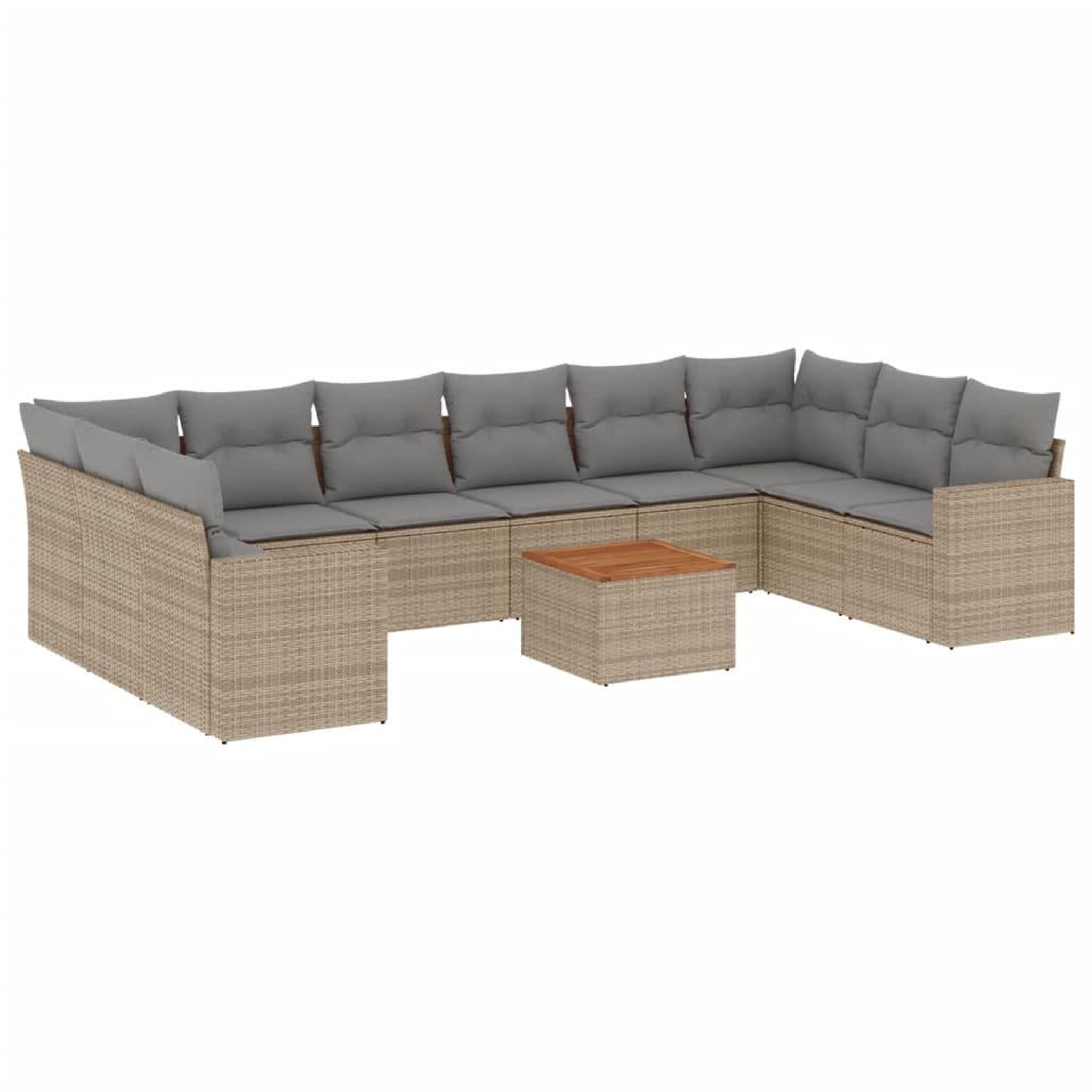 Voir la diapositive 2 : VIDAXL Salon de jardin et coussins 11 pcs melange beige resine tressee