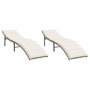 Voir la diapositive 2 : VIDAXL Chaises longues lot de 2 avec coussins beige resine tressee