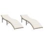 Voir la diapositive 2 : VIDAXL Chaises longues lot de 2 avec coussins beige resine tressee