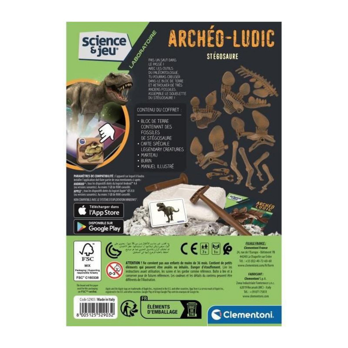 CLEMENTONI Jeu éducatif Clementoni Archéo Ludic Stégosaure